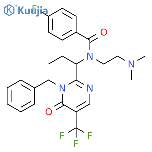 Benzamide,N-[1-[1,6-dihydro-6-oxo-1-(phenylmethyl)-5-(trifluoromethyl)-2-pyrimidinyl]propyl]-N-[2-(dimethylamino)ethyl]-4-fluoro- structure