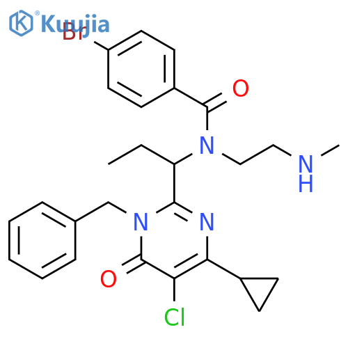 Benzamide,4-bromo-N-[1-[5-chloro-4-cyclopropyl-1,6-dihydro-6-oxo-1-(phenylmethyl)-2-pyrimidinyl]propyl]-N-[2-(methylamino)ethyl]- structure