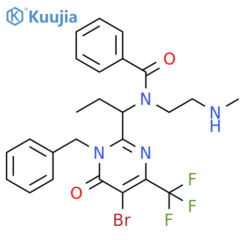 Benzamide,N-[1-[5-bromo-1,6-dihydro-6-oxo-1-(phenylmethyl)-4-(trifluoromethyl)-2-pyrimidinyl]propyl]-N-[2-(methylamino)ethyl]- structure