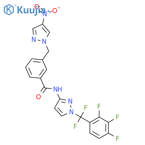 3-[(4-nitropyrazol-1-yl)methyl]-n-[1-[(2,3,4,5,6-pentafluorophenyl)methyl]pyrazol-3-yl]benzamide structure