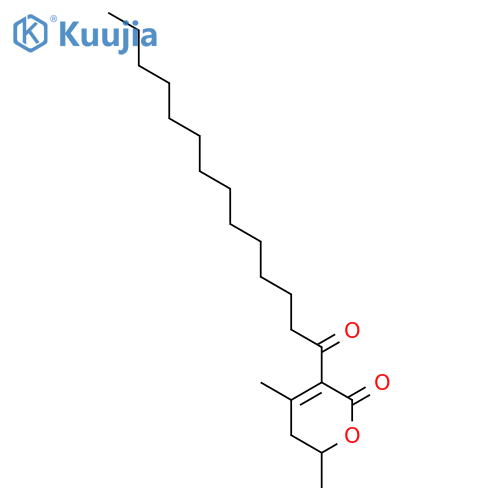 2H-Pyran-2-one, 5,6-dihydro-4,6-dimethyl-3-(1-oxotetradecyl)-, (6S)- structure
