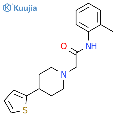 N-(2-methylphenyl)-2-4-(thiophen-2-yl)piperidin-1-ylacetamide structure