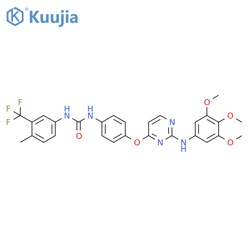 Urea,N-[4-methyl-3-(trifluoromethyl)phenyl]-N'-[4-[[2-[(3,4,5-trimethoxyphenyl)amino]-4-pyrimidinyl]oxy]phenyl]- structure