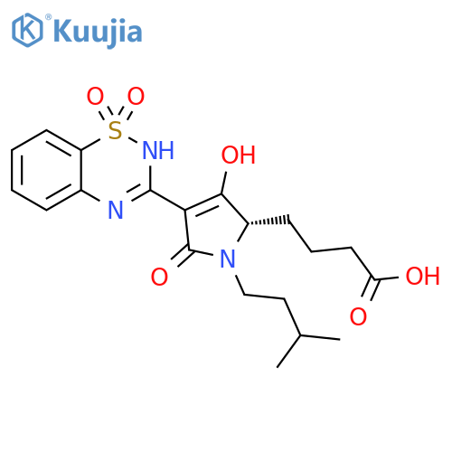 1H-Pyrrole-2-butanoic acid,4-(1,1-dioxido-2H-1,2,4-benzothiadiazin-3-yl)-2,5-dihydro-3-hydroxy-1-(3-methylbutyl)-5-oxo-, (2S)- structure