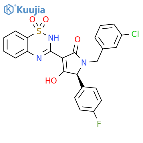 2H-Pyrrol-2-one,1-[(3-chlorophenyl)methyl]-3-(1,1-dioxido-2H-1,2,4-benzothiadiazin-3-yl)-5-(4-fluorophenyl)-1,5-dihydro-4-hydroxy-, (5S)- structure