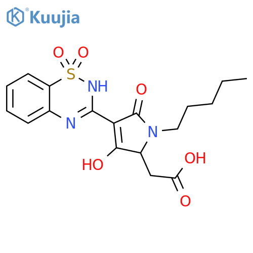 1H-Pyrrole-2-acetic acid,4-(1,1-dioxido-2H-1,2,4-benzothiadiazin-3-yl)-2,5-dihydro-3-hydroxy-5-oxo-1-pentyl- structure