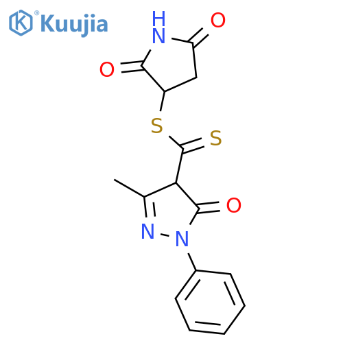 (2,5-dioxopyrrolidin-3-yl) 3-methyl-5-oxo-1-phenyl-4h-pyrazole-4-carbodithioate structure