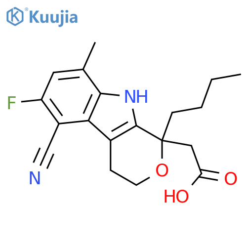 Pyrano[3,4-b]indole-1-acetic acid,1-butyl-5-cyano-6-fluoro-1,3,4,9-tetrahydro-8-methyl- structure