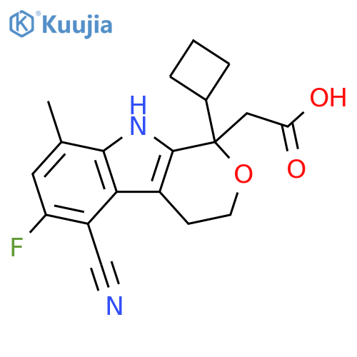Pyrano[3,4-b]indole-1-acetic acid,5-cyano-1-cyclobutyl-6-fluoro-1,3,4,9-tetrahydro-8-methyl- structure