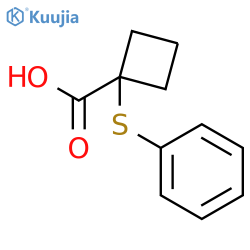 1-(phenylsulfanyl)cyclobutane-1-carboxylic acid structure