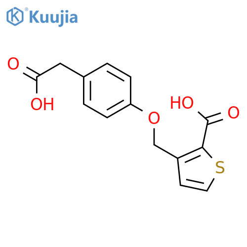 3-{[4-(Carboxymethyl)phenoxy]methyl}thiophene-2-carboxylic acid structure