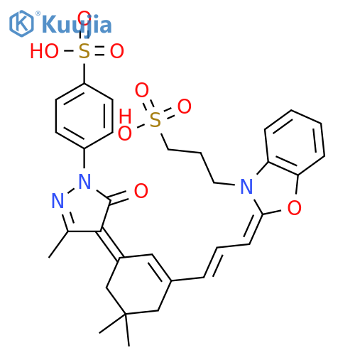 3(2H)-Benzoxazolepropanesulfonicacid,2-[3-[3-[1,5-dihydro-3-methyl-5-oxo-1-(4-sulfophenyl)-4H-pyrazol-4-ylidene]-5,5-dimethyl-1-cyclohexen-1-yl]-2-propen-1-ylidene]- structure