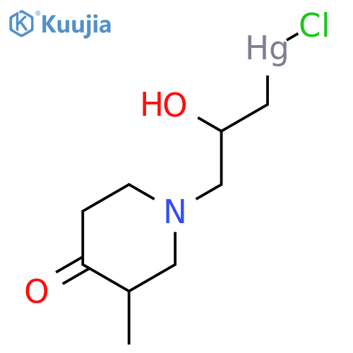Mercury, chloro[2-hydroxy-3-(3-methyl-4-oxo-1-piperidinyl)propyl]- structure