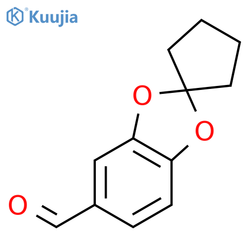 Spiro[1,3-benzodioxole-2,1'-cyclopentane]-5-carboxaldehyde structure