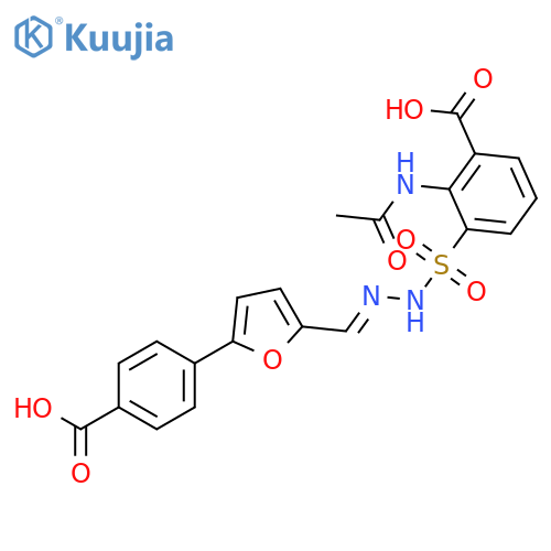 Benzoic acid,2-(acetylamino)-3-[[[[5-(4-carboxyphenyl)-2-furanyl]methylene]hydrazino]sulfonyl]- structure