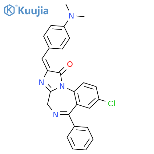 (2E)-8-chloro-2-{[4-(dimethylamino)phenyl]methylidene}-6-phenyl-2,4-dihydro-1H-imidazo[1,2-a][1,4]benzodiazepin-1-one structure