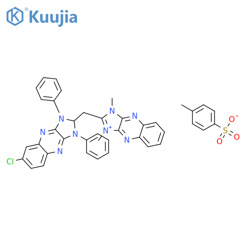 2-[(6-chloro-1,3-diphenyl-2,3-dihydro-1H-imidazo[4,5-b]quinoxalin-2-yl)methyl]-1,3-dimethyl-1H-imidazo[4,5-b]quinoxalin-3-ium 4-methylbenzenesulfonate structure