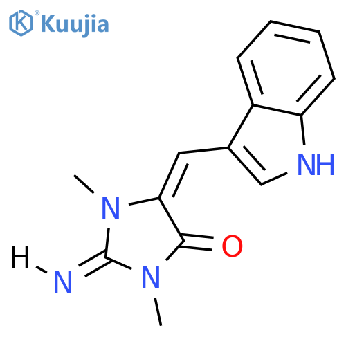 (2Z,5Z)-2-imino-5-(1H-indol-3-ylmethylidene)-1,3-dimethylimidazolidin-4-one structure