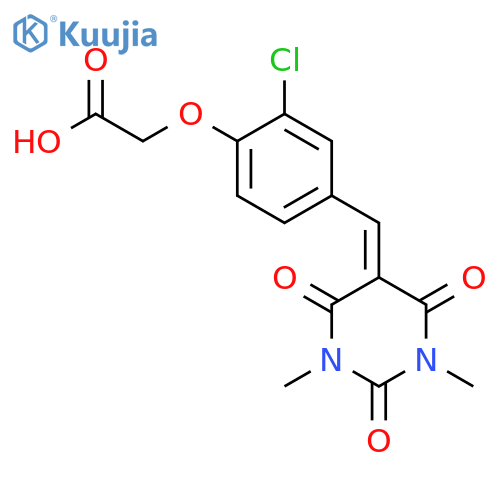 {2-chloro-4-[(1,3-dimethyl-2,4,6-trioxotetrahydropyrimidin-5(2H)-ylidene)methyl]phenoxy}acetic acid structure