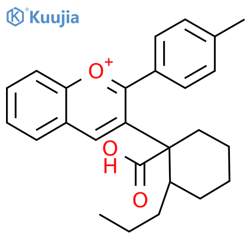 1-Benzopyrylium, 3-(1-carboxy-2-propylcyclohexyl)-2-(4-methylphenyl)- structure