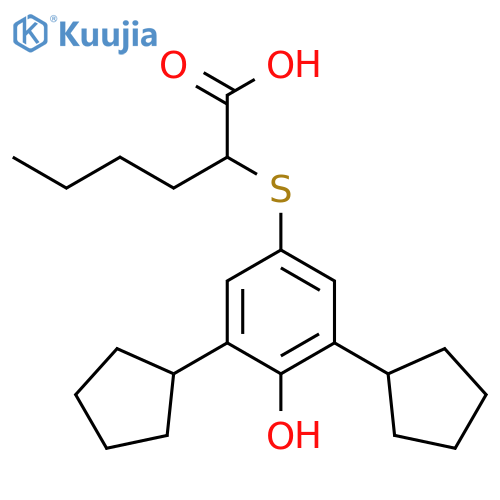 Hexanoic acid, 2-[(3,5-dicyclopentyl-4-hydroxyphenyl)thio]- structure