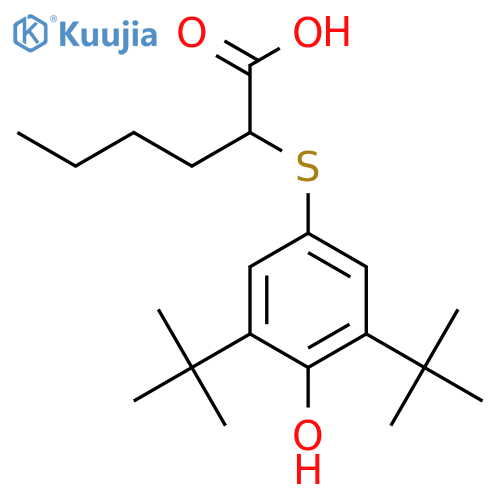 Hexanoic acid, 2-[[3,5-bis(1,1-dimethylethyl)-4-hydroxyphenyl]thio]-, (+)- structure