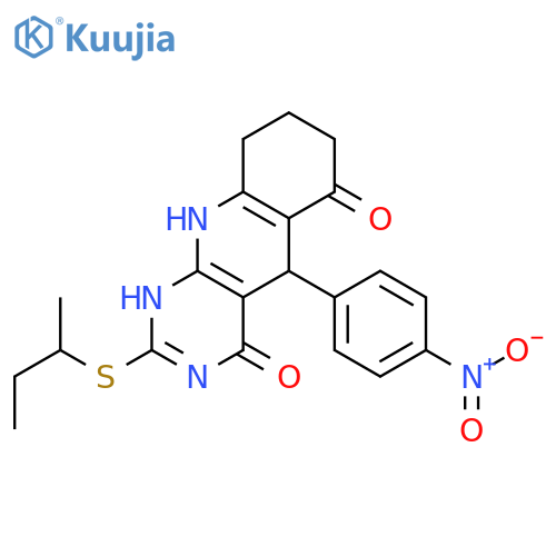 2-(butan-2-ylsulfanyl)-5-(4-nitrophenyl)-3H,4H,5H,6H,7H,8H,9H,10H-pyrimido4,5-bquinoline-4,6-dione structure