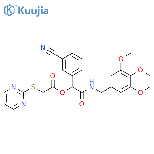 Acetic acid, (2-pyrimidinylthio)-,1-(3-cyanophenyl)-2-oxo-2-[[(3,4,5-trimethoxyphenyl)methyl]amino]ethylester structure