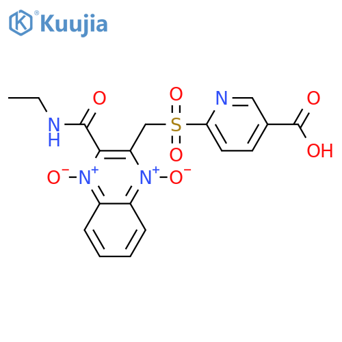 3-Pyridinecarboxylic acid,6-[[[3-[(ethylamino)carbonyl]-1,4-dioxido-2-quinoxalinyl]methyl]sulfonyl]- structure
