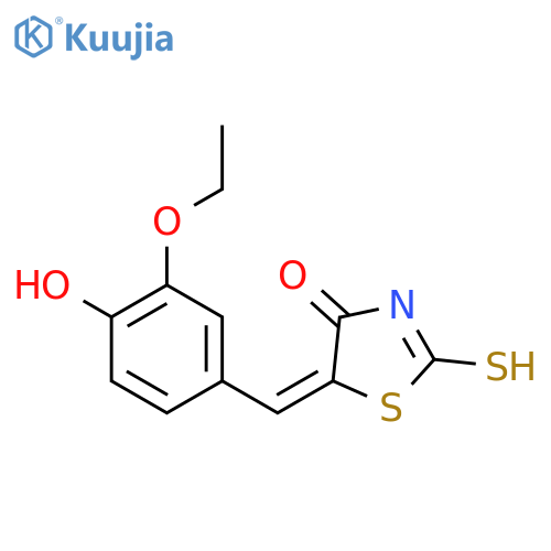 (5E)-5-(3-Ethoxy-4-hydroxybenzylidene)-2-mercapto-1,3-thiazol-4(5H)-one structure