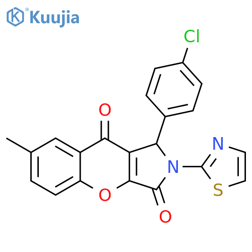 1-(4-chlorophenyl)-7-methyl-2-(1,3-thiazol-2-yl)-1H,2H,3H,9H-chromeno2,3-cpyrrole-3,9-dione structure