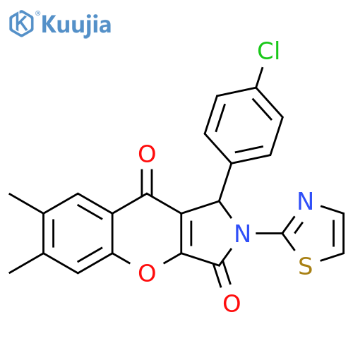 1-(4-chlorophenyl)-6,7-dimethyl-2-(1,3-thiazol-2-yl)-1H,2H,3H,9H-chromeno2,3-cpyrrole-3,9-dione structure
