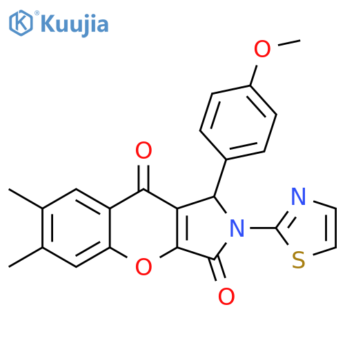 1-(4-methoxyphenyl)-6,7-dimethyl-2-(1,3-thiazol-2-yl)-1H,2H,3H,9H-chromeno2,3-cpyrrole-3,9-dione structure