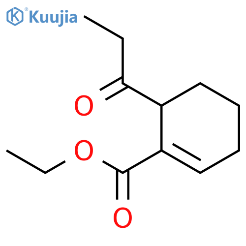 1-Cyclohexene-1-carboxylic acid, 6-(1-oxopropyl)-, ethyl ester structure