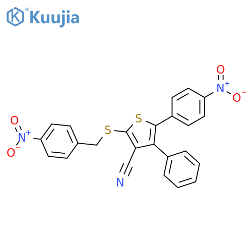 3-Thiophenecarbonitrile,5-(4-nitrophenyl)-2-[[(4-nitrophenyl)methyl]thio]-4-phenyl- structure