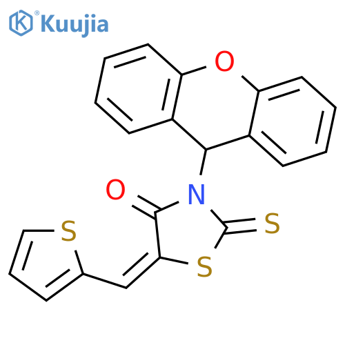 4-Thiazolidinone,5-(2-thienylmethylene)-2-thioxo-3-(9H-xanthen-9-yl)- structure