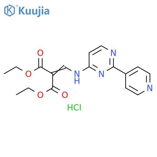 Propanedioic acid, [[[2-(4-pyridinyl)-4-pyrimidinyl]amino]methylene]-,diethyl ester, hydrochloride structure