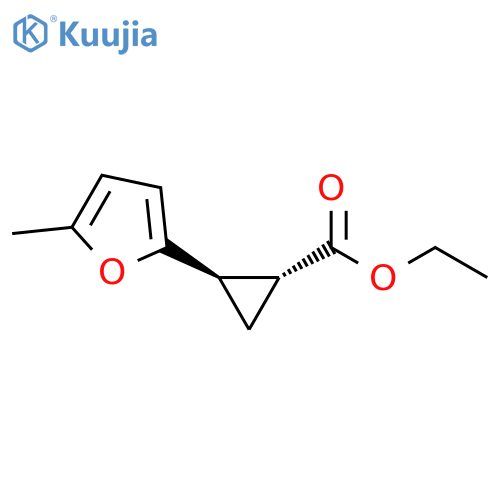 Cyclopropanecarboxylic acid, 2-(5-methyl-2-furanyl)-, ethyl ester, trans- structure