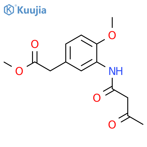 Benzeneacetic acid, 3-[(1,3-dioxobutyl)amino]-4-methoxy-, methyl ester structure