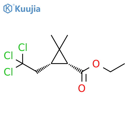 Cis-Ethyl-2,2-dimethyl-3-(2,2,2-trichloroethyl)cyclopropane-1-carboxylate structure