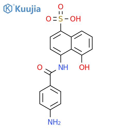 4-[(4-aminobenzoyl)amino]-5-hydroxynaphthalene-1-sulfonic acid structure