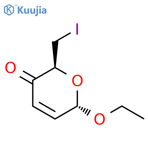 2H-Pyran-3(6H)-one, 6-ethoxy-2-(iodomethyl)-, (2S-trans)- structure