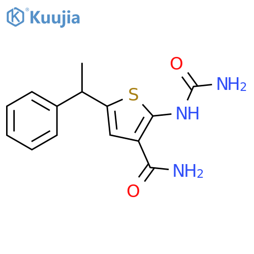 3-Thiophenecarboxamide, 2-[(aminocarbonyl)amino]-5-(1-phenylethyl)- structure