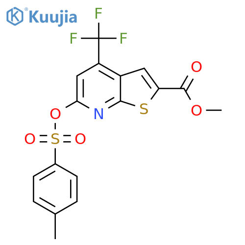 methyl 6-(4-methylbenzenesulfonyl)oxy-4-(trifluoromethyl)thieno2,3-bpyridine-2-carboxylate structure