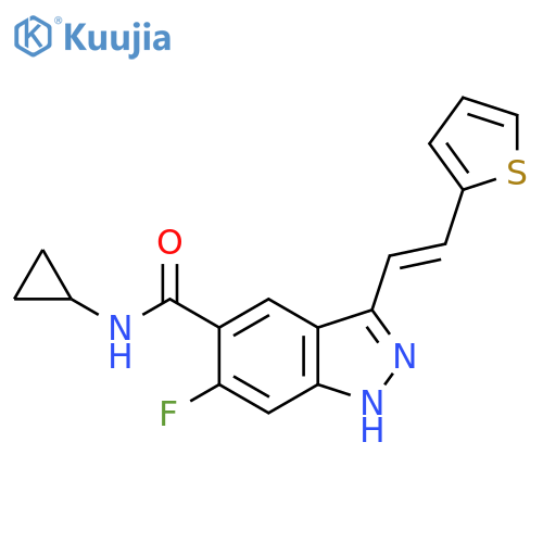 1H-Indazole-5-carboxamide,N-cyclopropyl-6-fluoro-3-[(1E)-2-(2-thienyl)ethenyl]- structure