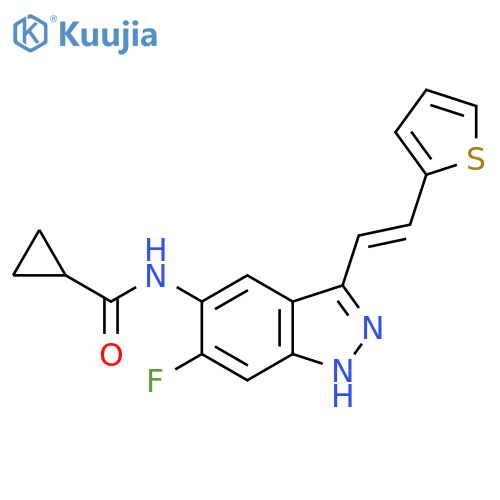Cyclopropanecarboxamide,N-[6-fluoro-3-[(1E)-2-(2-thienyl)ethenyl]-1H-indazol-5-yl]- structure