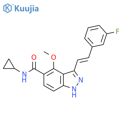 1H-Indazole-5-carboxamide,N-cyclopropyl-3-[(1E)-2-(3-fluorophenyl)ethenyl]-4-methoxy- structure