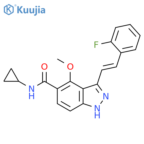 1H-Indazole-5-carboxamide,N-cyclopropyl-3-[(1E)-2-(2-fluorophenyl)ethenyl]-4-methoxy- structure