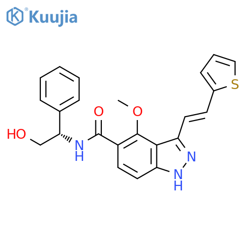 1H-Indazole-5-carboxamide,N-[(1S)-2-hydroxy-1-phenylethyl]-4-methoxy-3-[(1E)-2-(2-thienyl)ethenyl]- structure