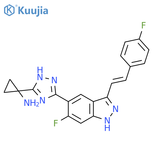 Cyclopropanamine,1-[5-[6-fluoro-3-[(1E)-2-(4-fluorophenyl)ethenyl]-1H-indazol-5-yl]-1H-1,2,4-triazol-3-yl]- structure